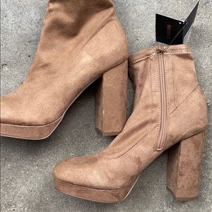 Tan/Brown Heeled booties- Never Worn